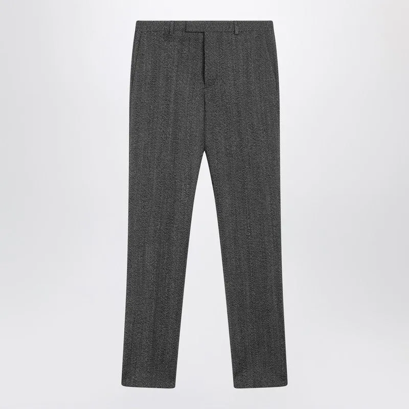 White/Black Mouliné Fabric Trousers made by Gucci