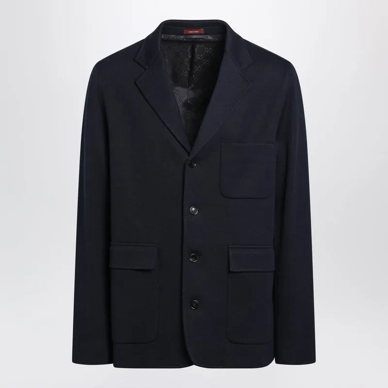 Blue Single-Breasted Cotton Jersey Jacket sold by Wanan Luxury