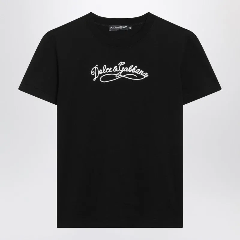 Black Jersey T-Shirt With Embroidery sold by Wanan Luxury