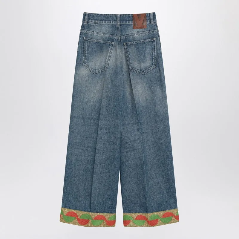 Blue Washed Jeans With Jacquard Bottoms sold by Wanan Luxury product image thumbnail 2