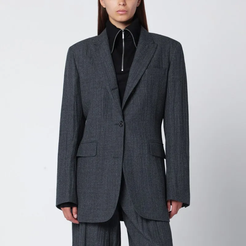 Grey Wool-Blend Single-Breasted Jacket sold by Wanan Luxury