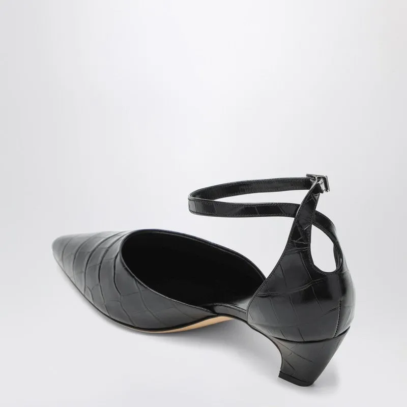 Black Victoria Décolleté With Crocodile Print sold by Wanan Luxury product image thumbnail 2