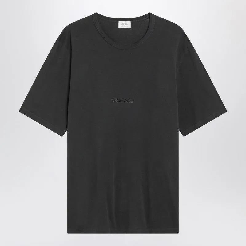 Black Washed Cotton T-Shirt made by Yves Saint Laurent