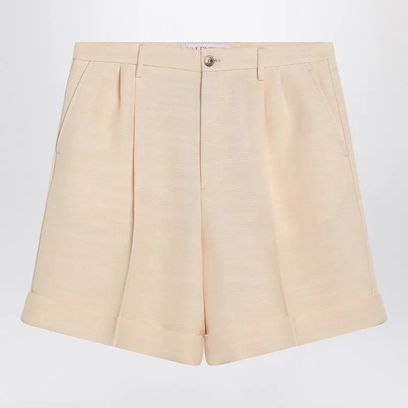 Butter-Coloured Bermuda Shorts With Turn-Ups sold by Wanan Luxury