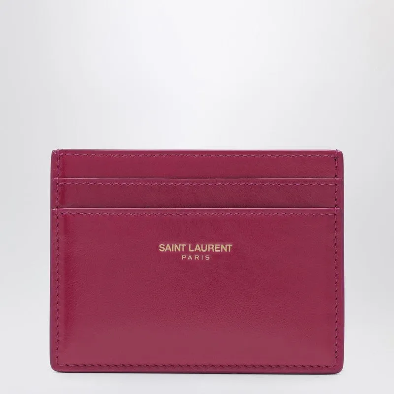 Fuchsia Leather Credit Card Holder sold by Wanan Luxury