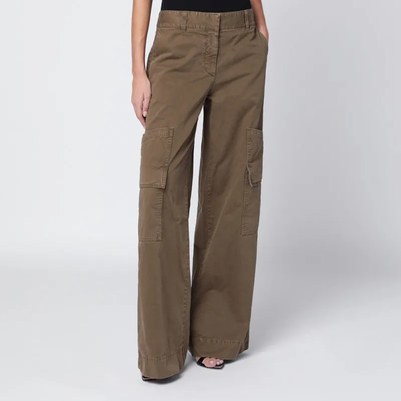 Brown Cotton Cargo Trousers sold by Wanan Luxury