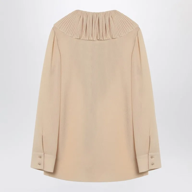 Beige Ruffled Blouse In Silk sold by Wanan Luxury product image thumbnail 2