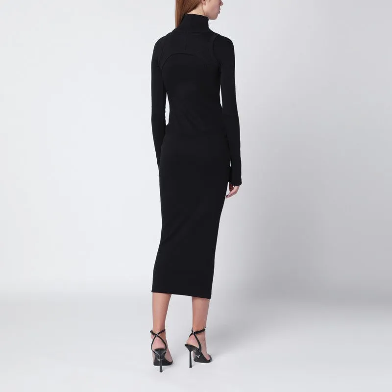 Black Cotton Midi Dress With Logo sold by Wanan Luxury product image thumbnail 2