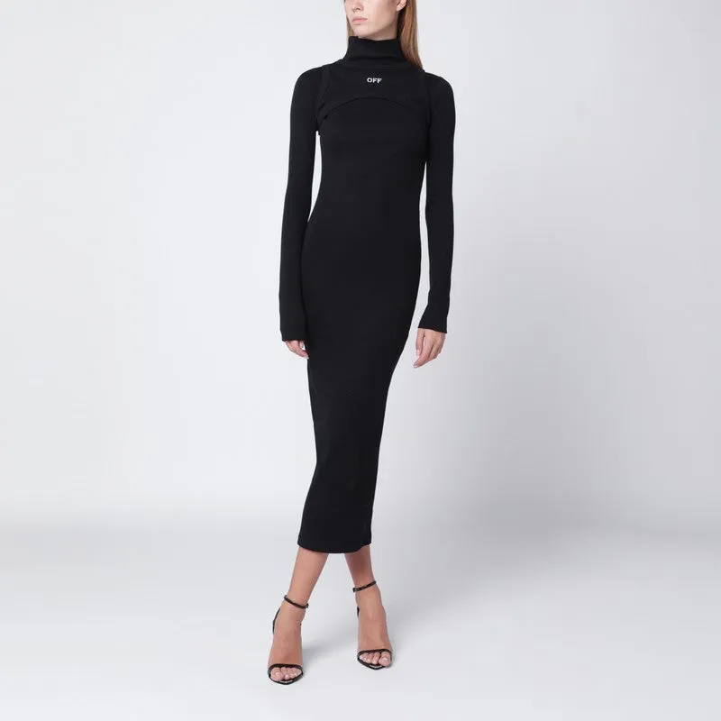 Black Cotton Midi Dress With Logo sold by Wanan Luxury