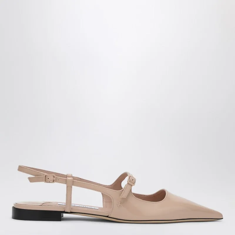 Scarpa Didi Flat Nude In Patent Leather sold by Wanan Luxury