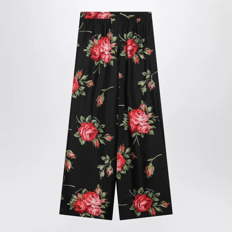 Wide Twill Trousers With Rose Bouquet Print sold by Wanan Luxury product image thumbnail 2