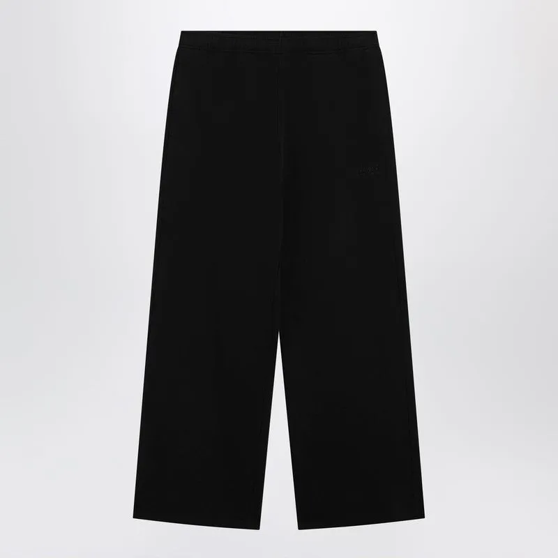 Black Wide-Leg Jersey Trousers sold by Wanan Luxury