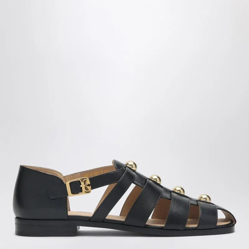 Black Leather Fisherman Sandals With Studs made by Valentino Garavani