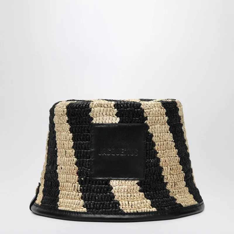 Le Bob Soli Striped Raffia Bucket Hat sold by Wanan Luxury