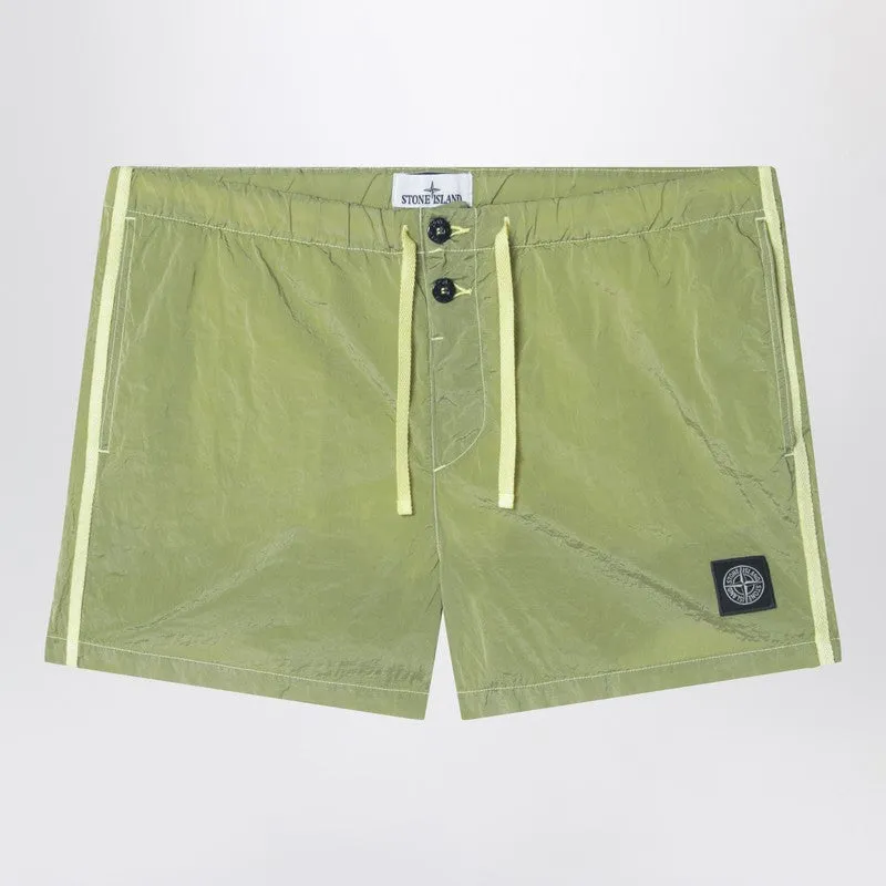 Lime-Colored Nylon Swim Shorts made by Stone Island