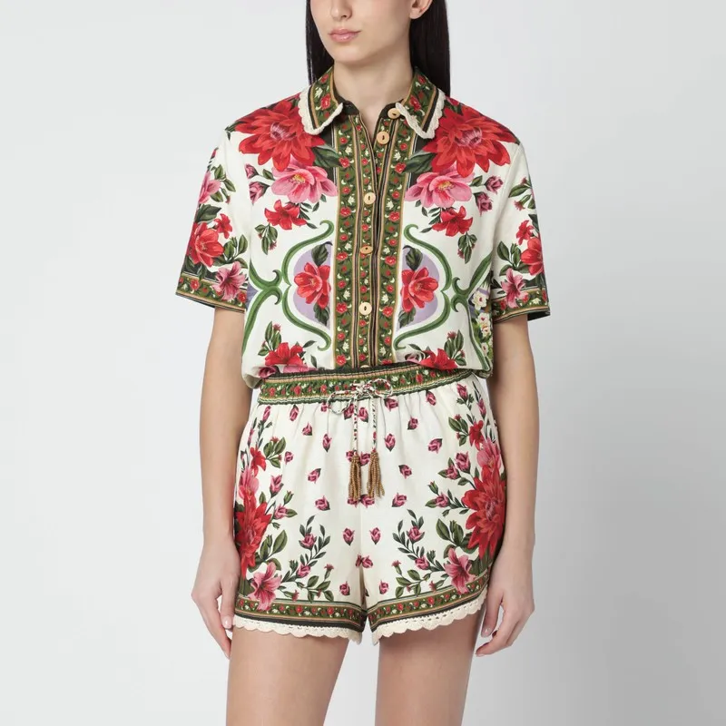 Linen-Blend Shirt With Floral Print sold by Wanan Luxury