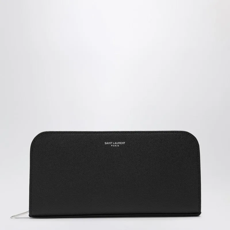 Black Leather Zip Around Wallet sold by Wanan Luxury