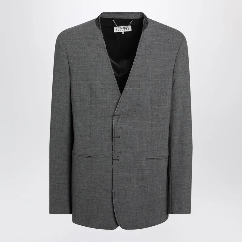 Grey Mélange Wool-Blend Jacket made by Maison Margiela