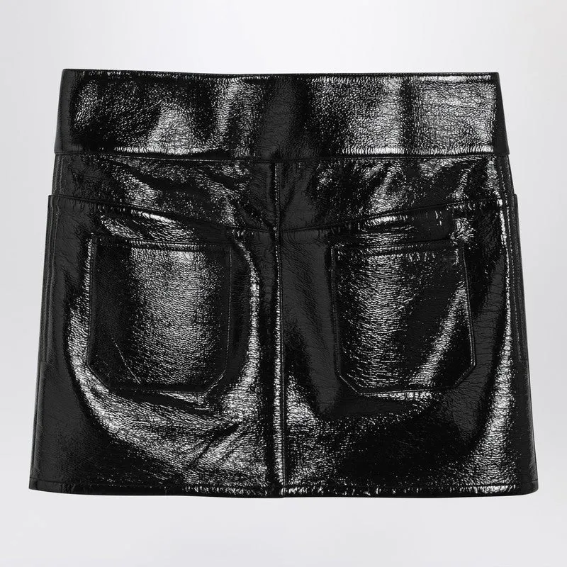 Black Belted Vinyl Mini Skirt sold by Wanan Luxury product image thumbnail 2