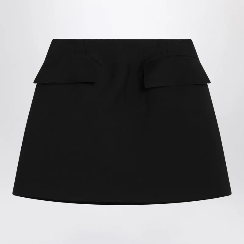 Black Wool Mini Skirt sold by Wanan Luxury