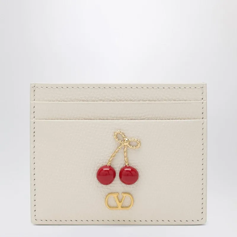 Cherryfic Cardholder In Ivory Leather made by Valentino Garavani