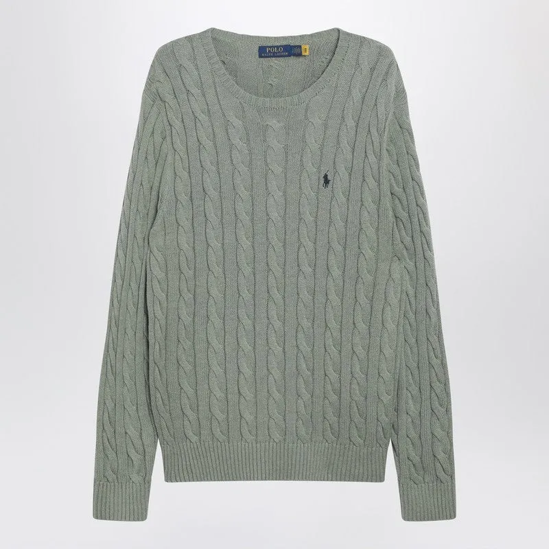 Grey-Green Cotton Cable-Knit Sweater sold by Wanan Luxury