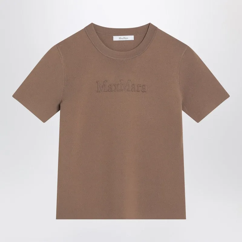 Hazelnut-Coloured T-Shirt In Viscose Crêpe sold by Wanan Luxury
