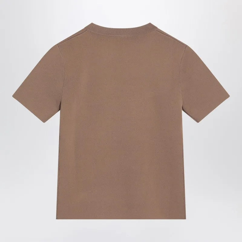 Hazelnut-Coloured T-Shirt In Viscose Crêpe sold by Wanan Luxury product image thumbnail 2