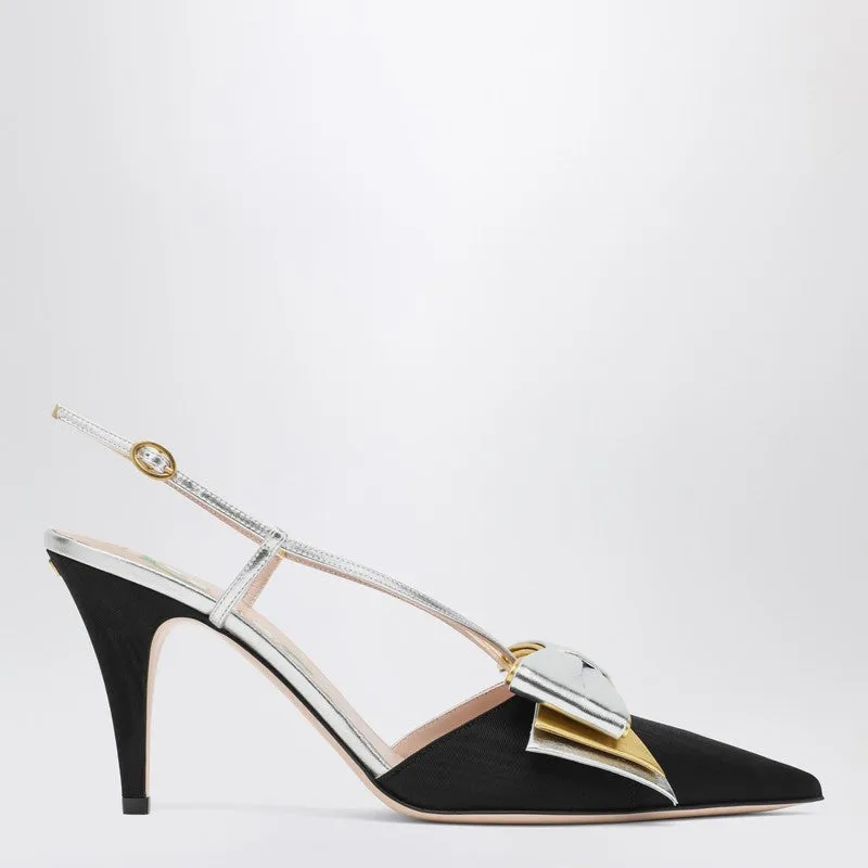Slingback Bowow Pumps Black With Bow sold by Wanan Luxury