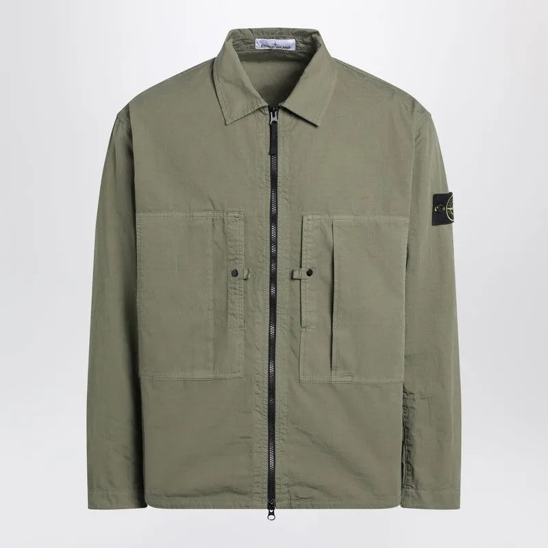 Military Green Zip-Up Shirt Jacket sold by Wanan Luxury