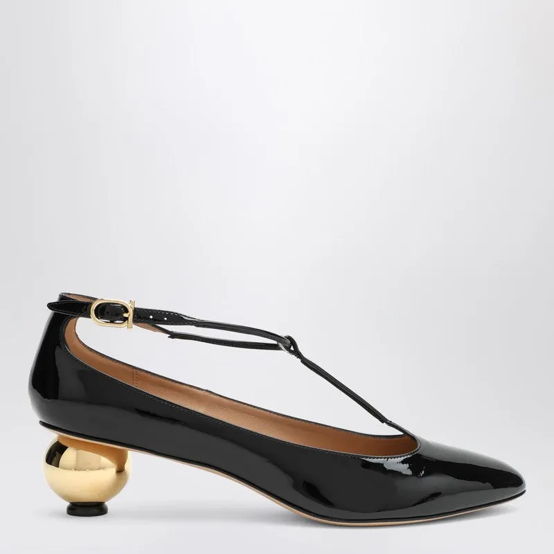 Black Patent T-Strap Décolleté sold by Wanan Luxury