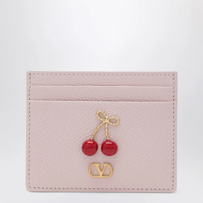 Cherryfic Cardholder In Rose-Quartz Leather made by Valentino Garavani