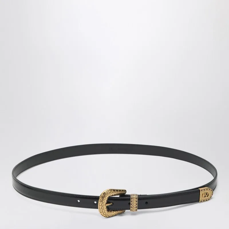 Black V Logo Signature Belt In Polished Calfskin made by Valentino Garavani