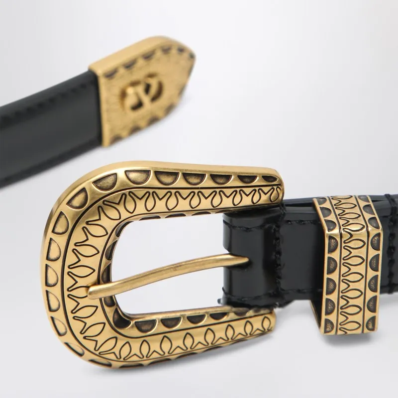 Black V Logo Signature Belt In Polished Calfskin sold by Wanan Luxury product image thumbnail 2