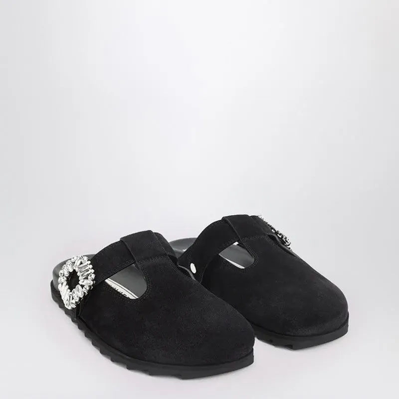 Black Suede Mule Slidy Viv' sold by Wanan Luxury
