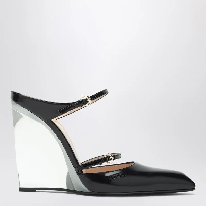 Black Sabots With Transparent Wedge sold by Wanan Luxury