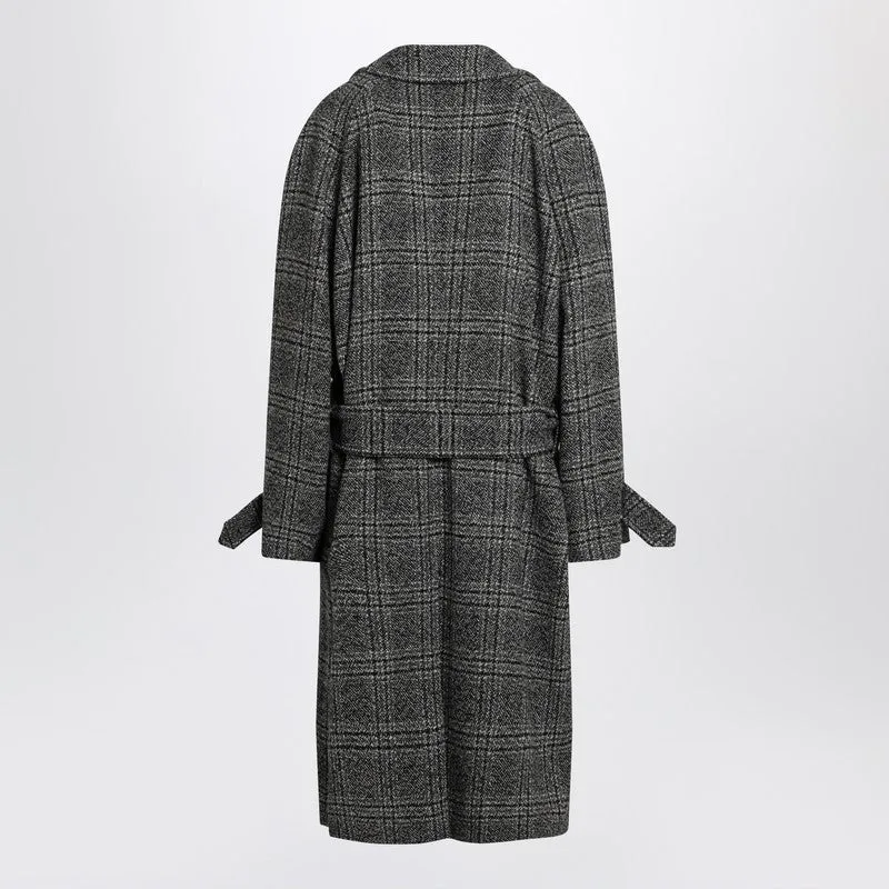 Raglan One Layer Coat In Black/Grey Check sold by Wanan Luxury product image thumbnail 2