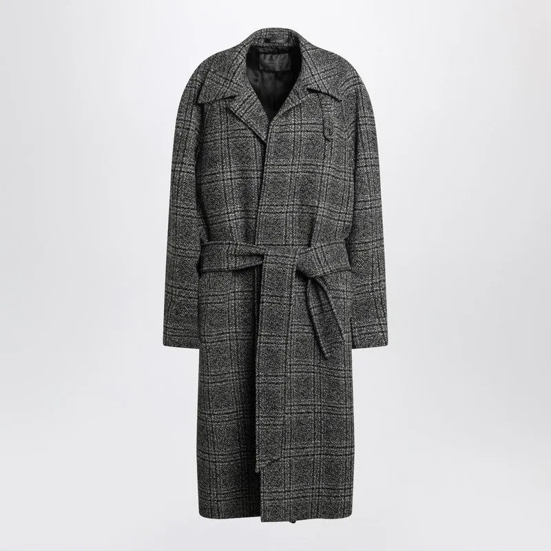 Raglan One Layer Coat In Black/Grey Check sold by Wanan Luxury