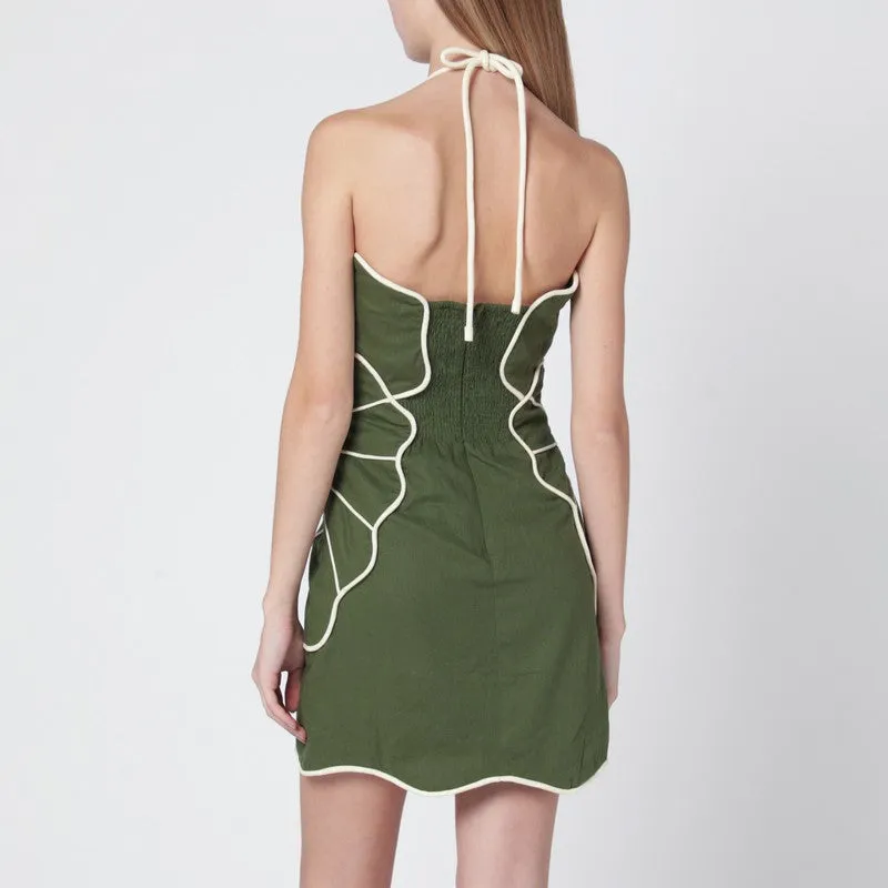 Short Green Linen-Blend Dress sold by Wanan Luxury product image thumbnail 2