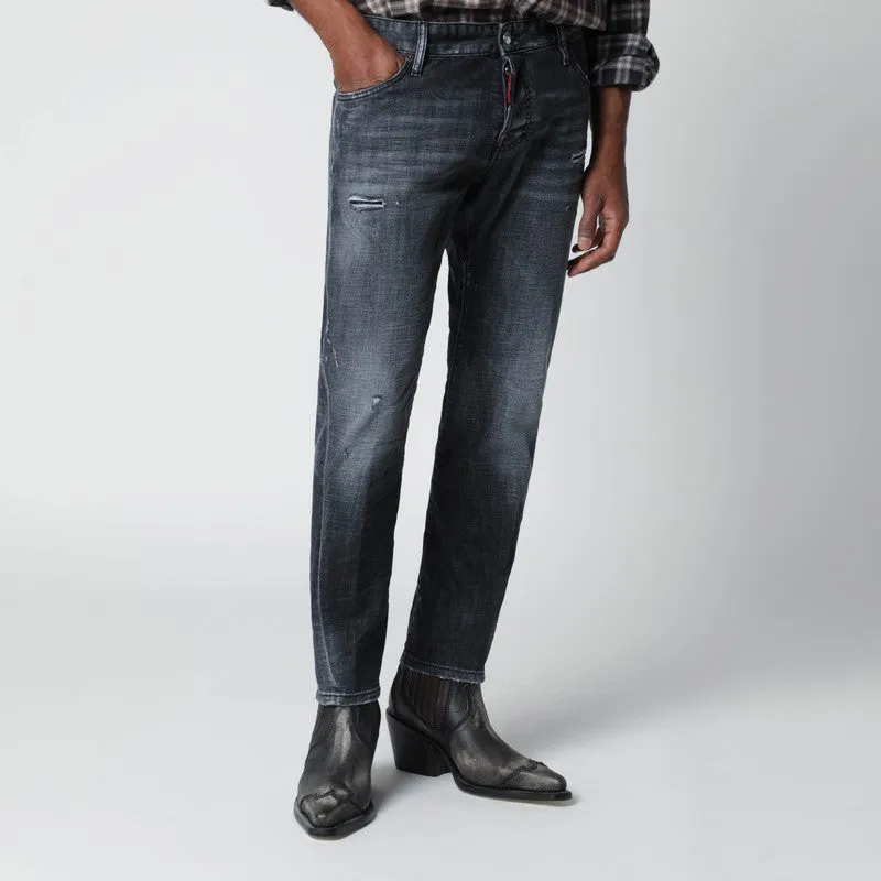 Slim Black Washed Jeans With Distressed Details sold by Wanan Luxury