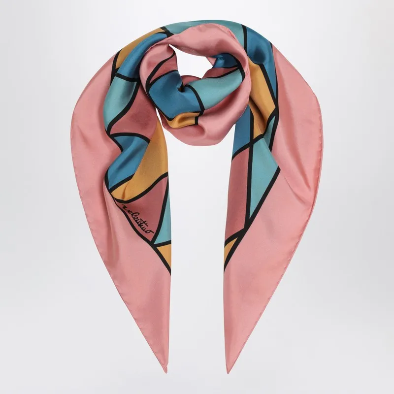 Silk Scarf With Colorful Diamond Pattern sold by Wanan Luxury