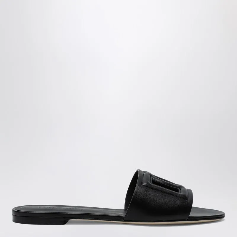 Black Leather Slides With Dg Logo sold by Wanan Luxury