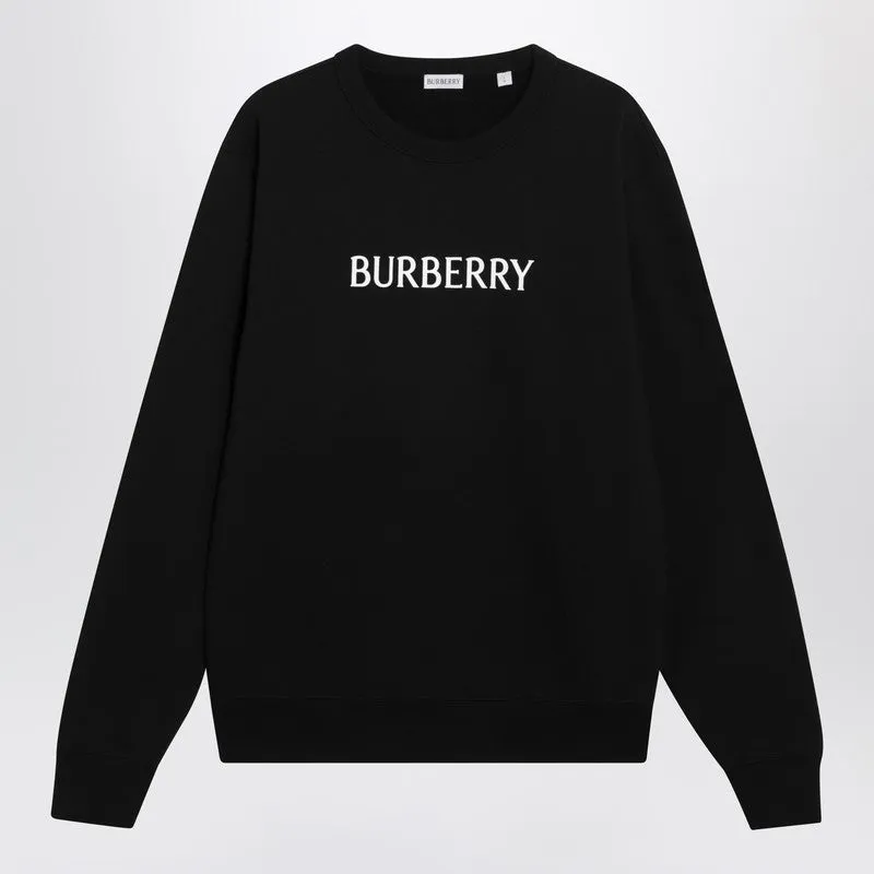 Black Slim Cotton Terry-Effect Sweatshirt made by Burberry