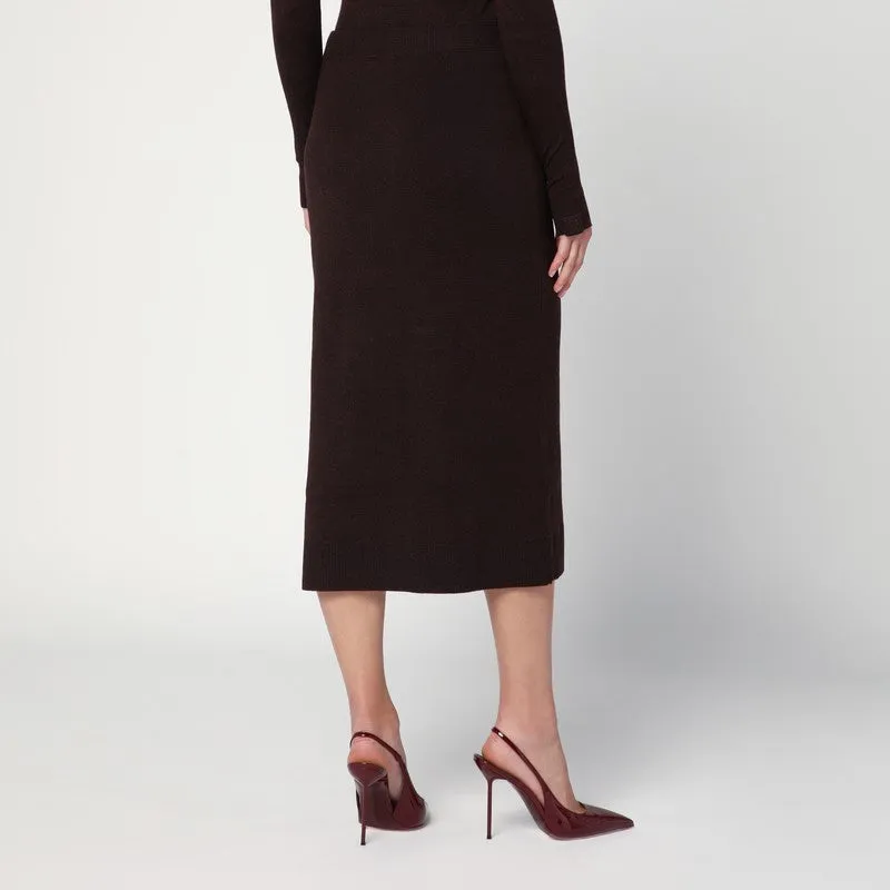 Brown Midi Skirt In Wool Blend sold by Wanan Luxury product image thumbnail 2