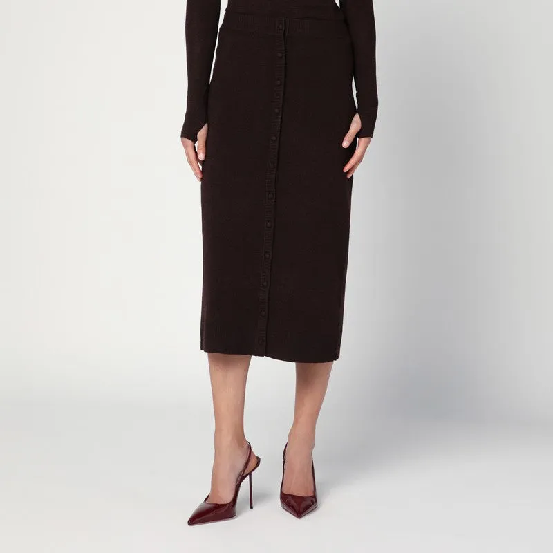 Brown Midi Skirt In Wool Blend made by Victoria Beckham