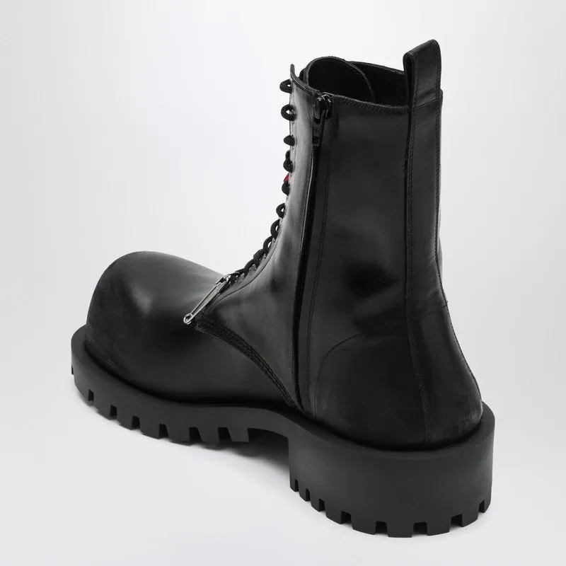 Black Leather Hummer Lace-Up Ankle Boots sold by Wanan Luxury product image thumbnail 2