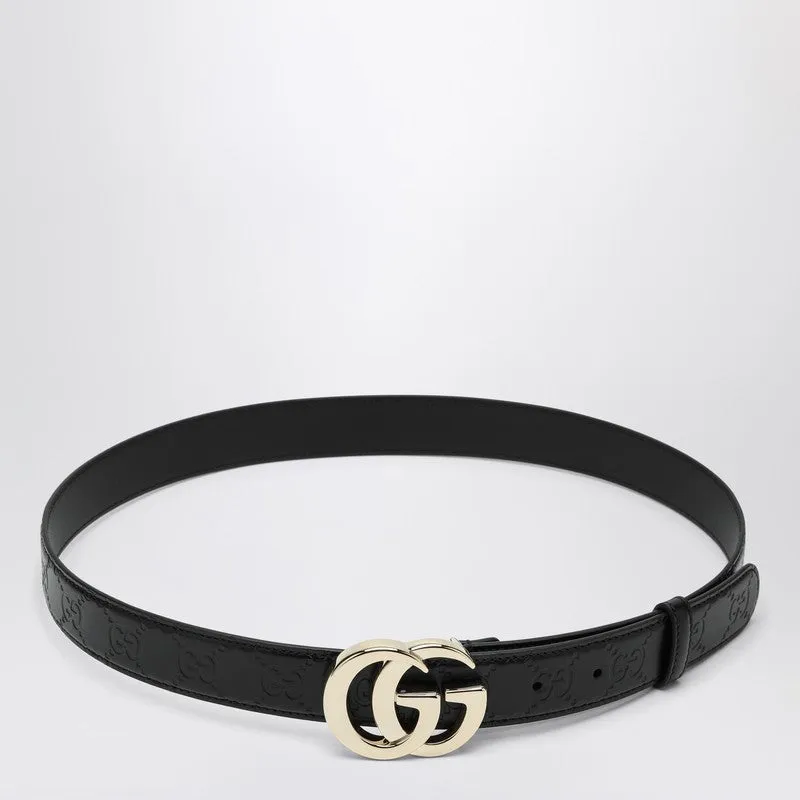 Gg Milano Black Leather Belt made by Gucci
