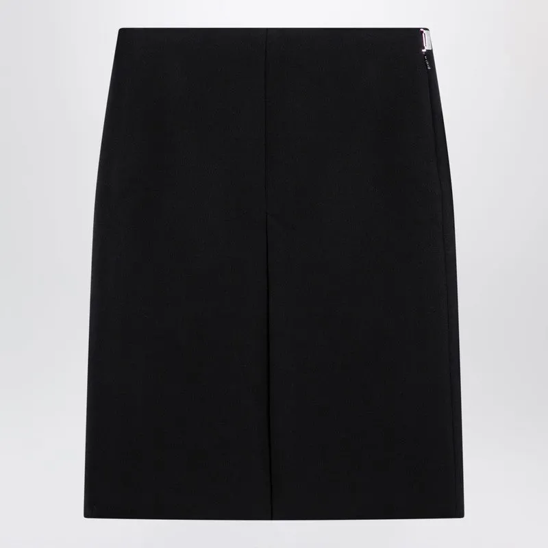 Black Wool Crêpe Skirt sold by Wanan Luxury