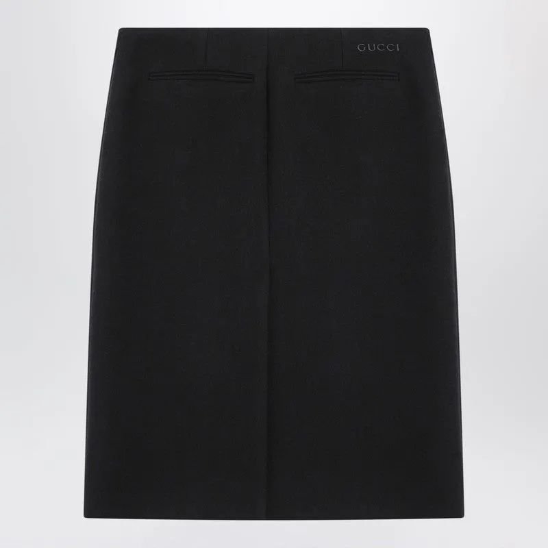 Black Wool Crêpe Skirt sold by Wanan Luxury product image thumbnail 2