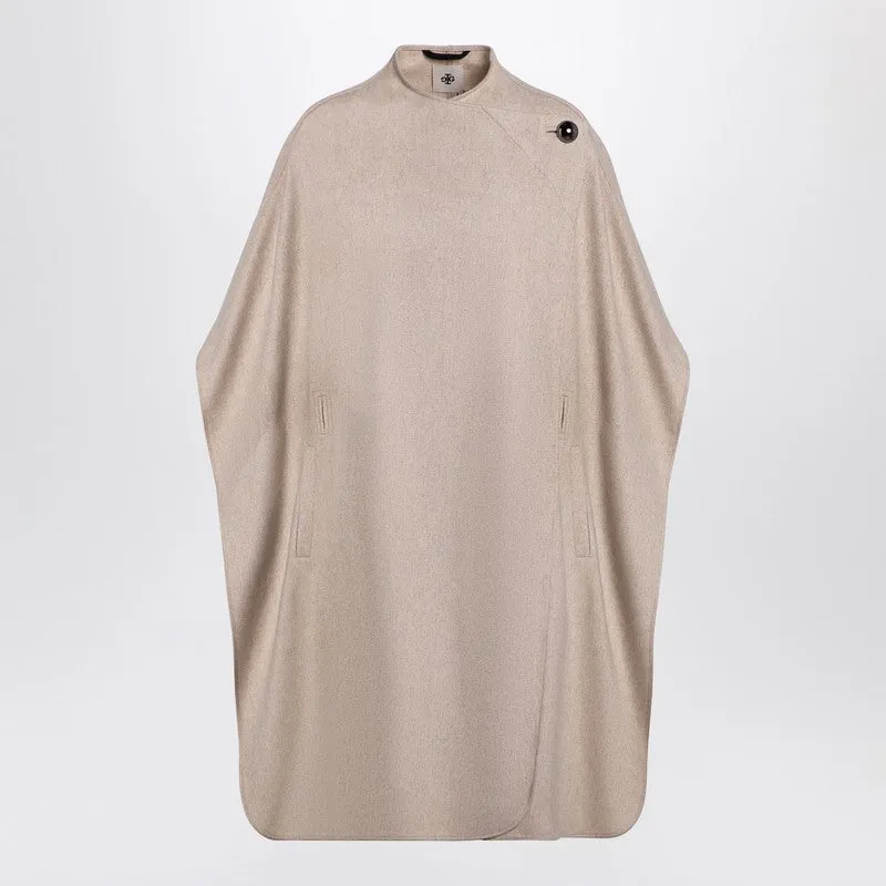 Beige Wool-Blend Cape made by Wanan Luxury